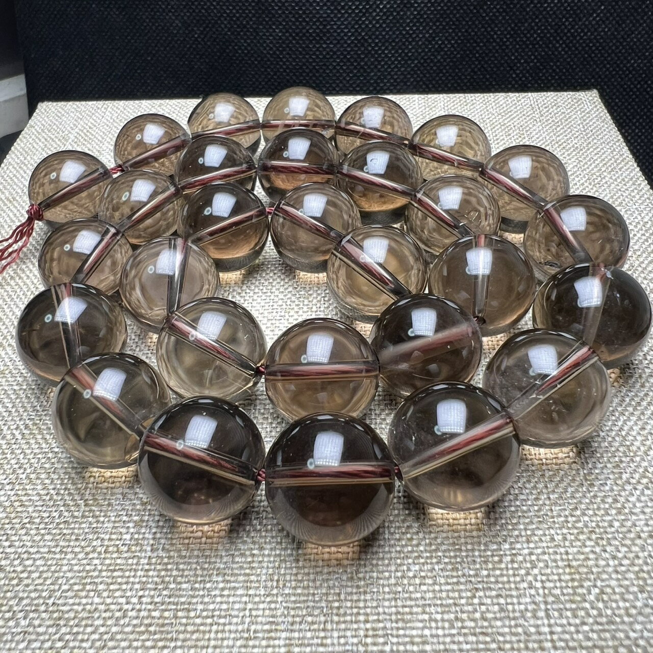 大玉 スモーキクォーツ 14mm 連売り 38cm ブレスレット2本分