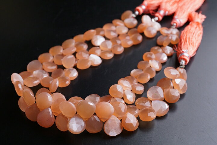 オレンジムーンストーン　マロンカット　連売りビーズ20センチ(インド加工)