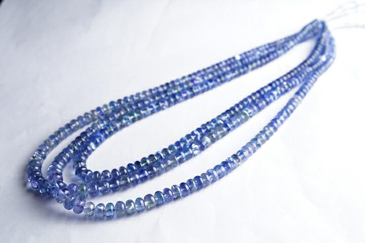 バイカラータンザナイト　プレーンロンデル　連売り44センチ(インド加工)