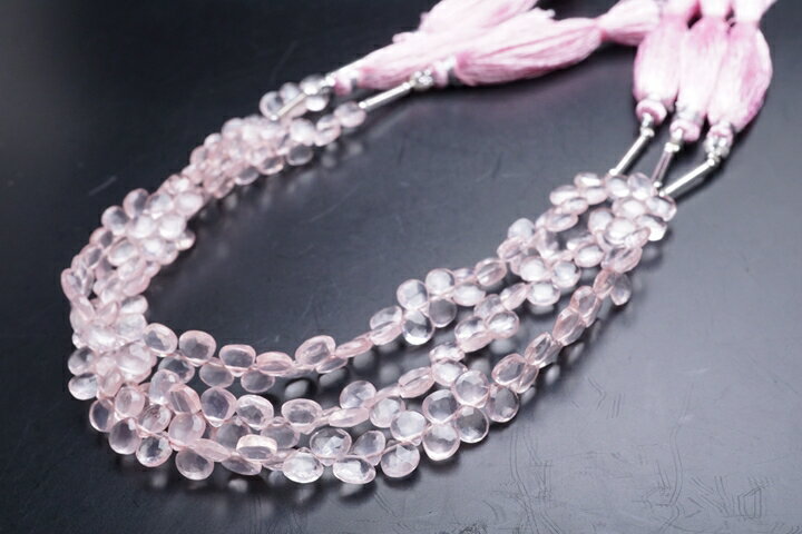 ローズクォーツ　マロンカット　連売り20センチ(インド加工)