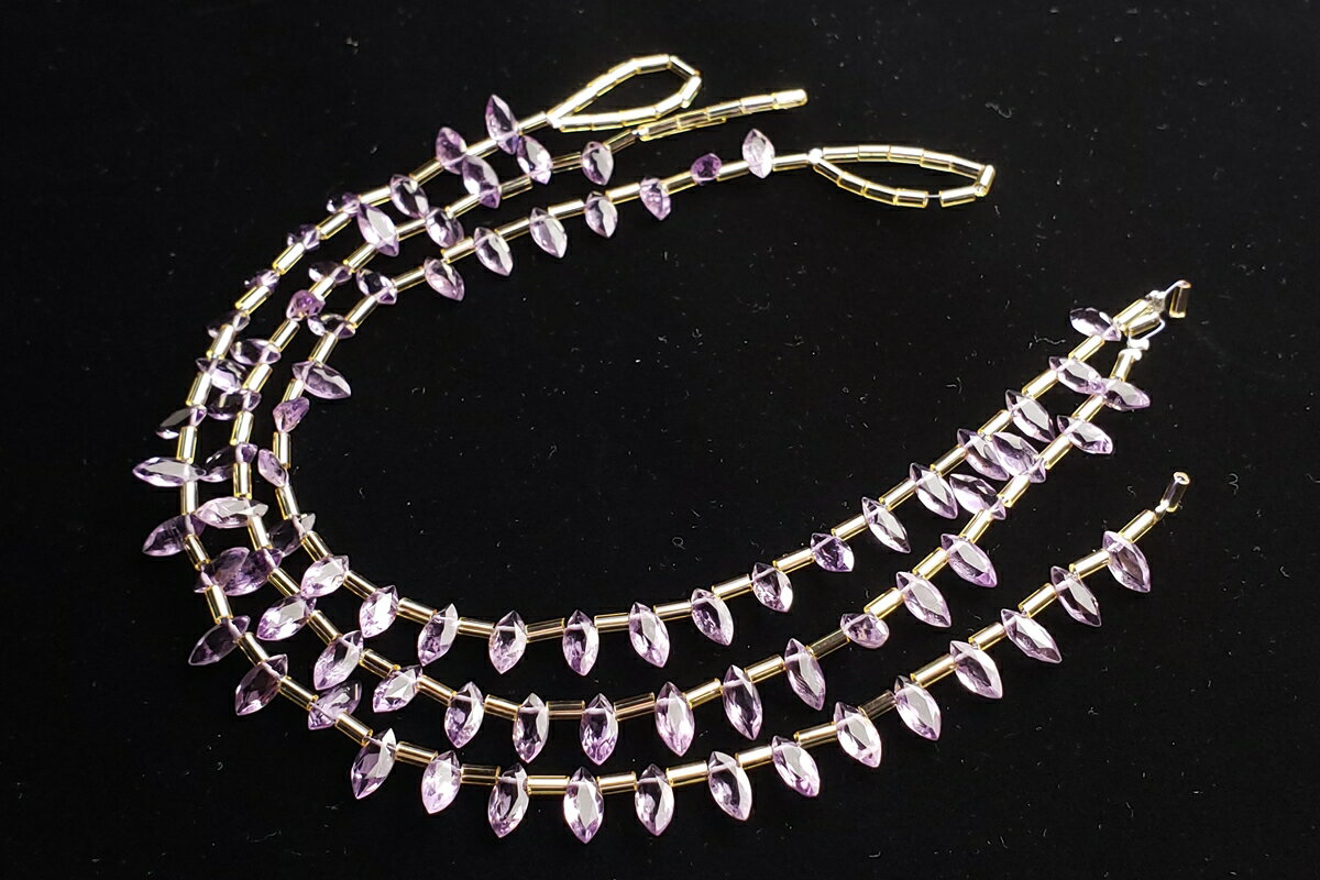 アメジスト　マーキスカット4×8mm　連売り20センチ(インド加工)