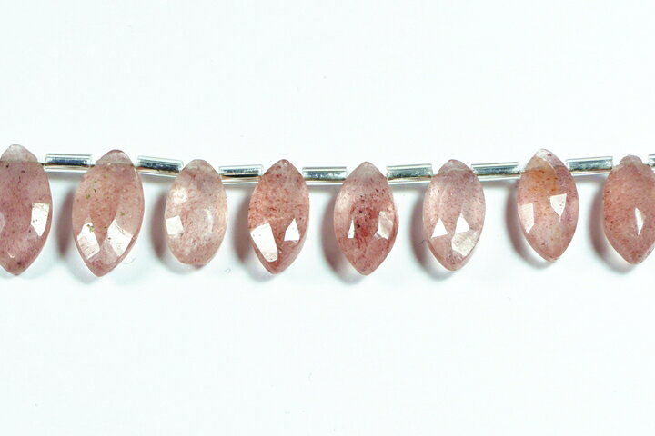 ストロベリークォーツ　マーキスカット　連売り15センチ(インド加工)