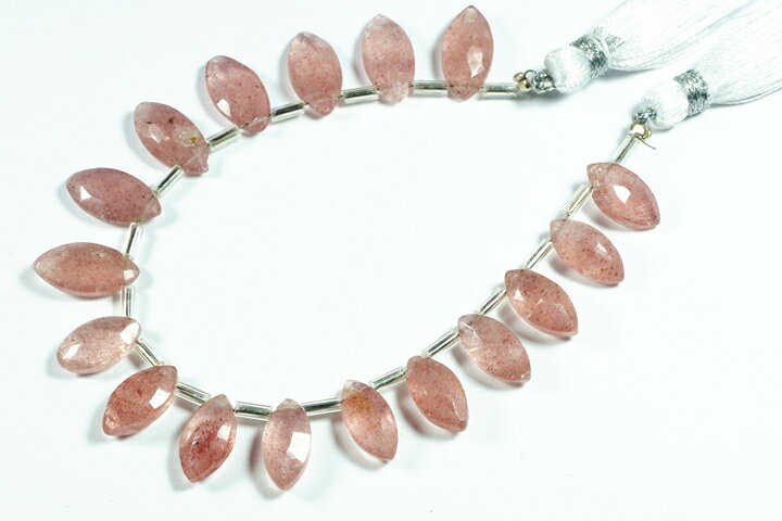 ストロベリークォーツ　マーキスカット　連売り15センチ(インド加工)