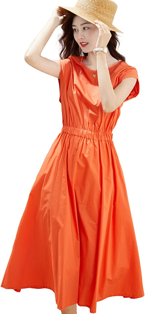 イノ ワンピース レディース マキシワンピース 四色 ポケット付き 裏地付き ウエストゴム 夏 ワンピ ゆったり 着痩せ お(ww138)