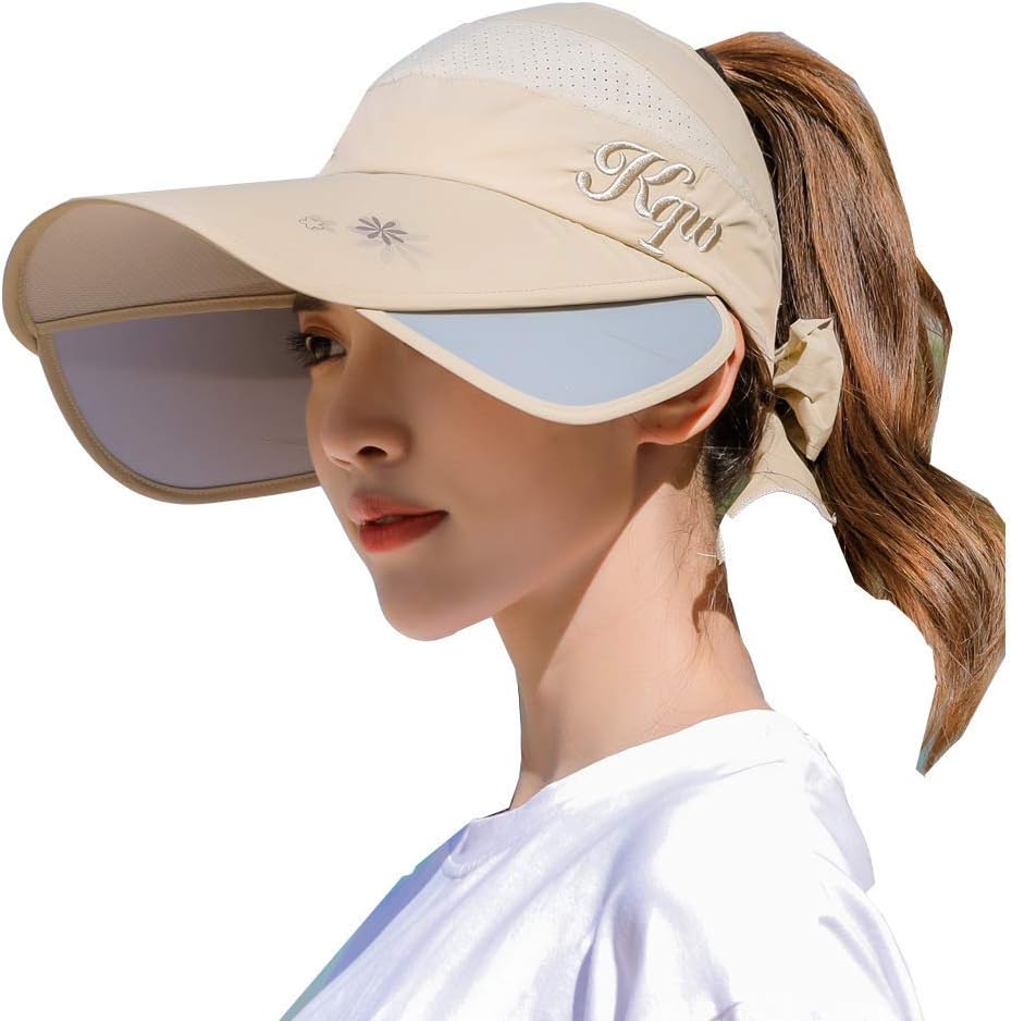 サンバイザー キャップ 帽子 レディース 夏 UVカット つば広 吸汗 日よけ 日焼け防止 つば広幅調節可(x..