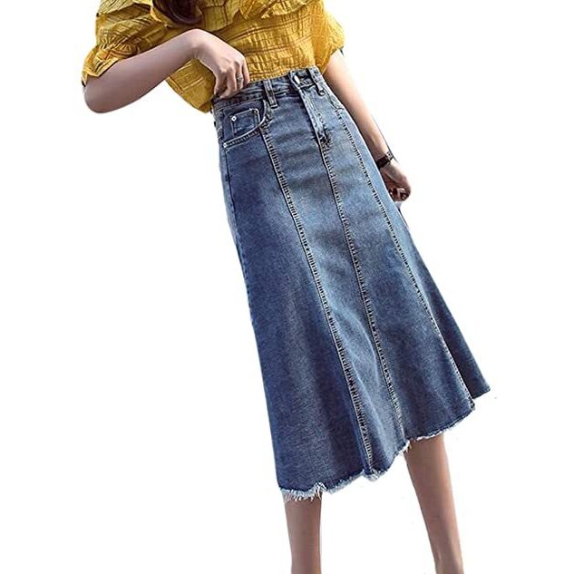 レディース ロングスカート 春夏 フレアスカート カジュアル デニムスカート マキシ丈 シンプル 半分スカート 女性 おしゃ