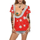 女性のクリスマスtシャツ おかしいスノーフレークノベルティtシャツルーズ女性クリスマス用トップス(4)