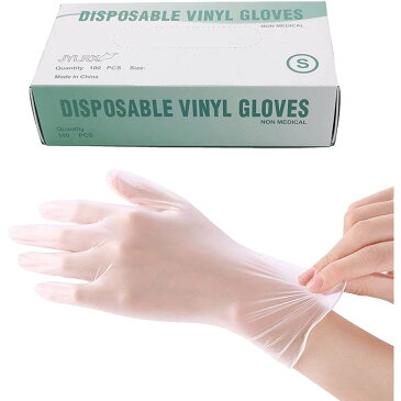 使い捨て手袋 ビニール手袋 PVCグローブ 100枚 粉なし 強靭性 左右兼用 スマホ対応 家庭 掃除 検品 AA