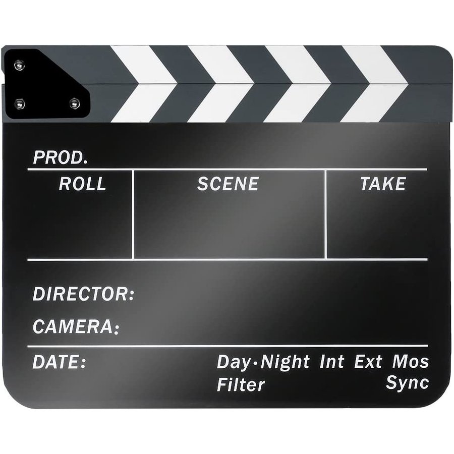 送料無料 10x12in/25x30cm 映画撮影&自主製作用アクリル製ボード式プラスチックカチンコ ドライ拭き取..