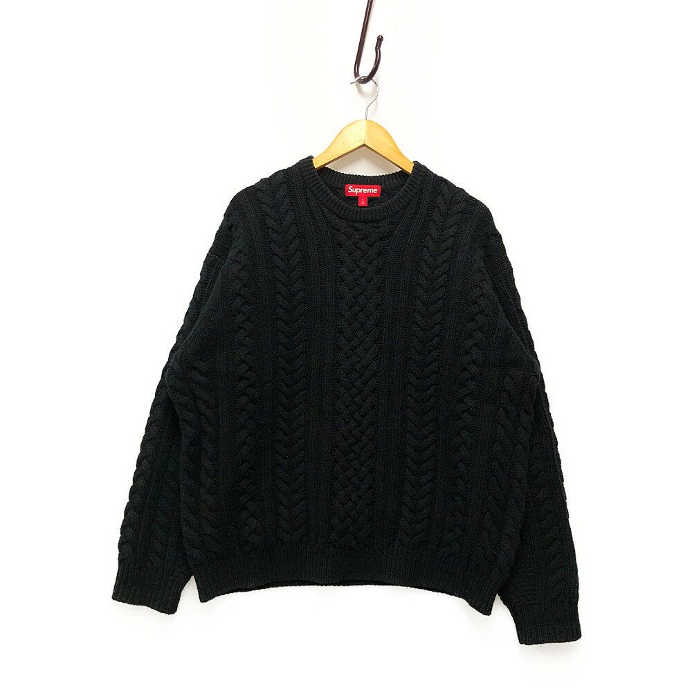 SUPREME Vv[ 23AW Applique Cable Knit Sweater AbvP P[ujbg Z[^[ ubN TCYL Ki / 33517yÁz