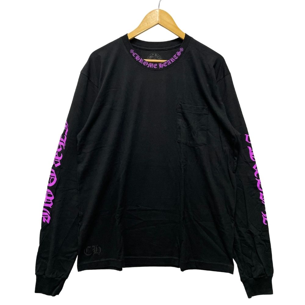 CHROME HEARTS クロムハーツ T-SHRT M LS PKT CREW ロゴ ポケット付 ロング Tシャツ ブラック サイズXL 正規品 / 34088【中古】