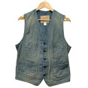 RRL ダブルアールエル 加工 ウォバッシュ ストライプ ジレ ベスト インディゴ サイズS 正規品 / 35358【中古】