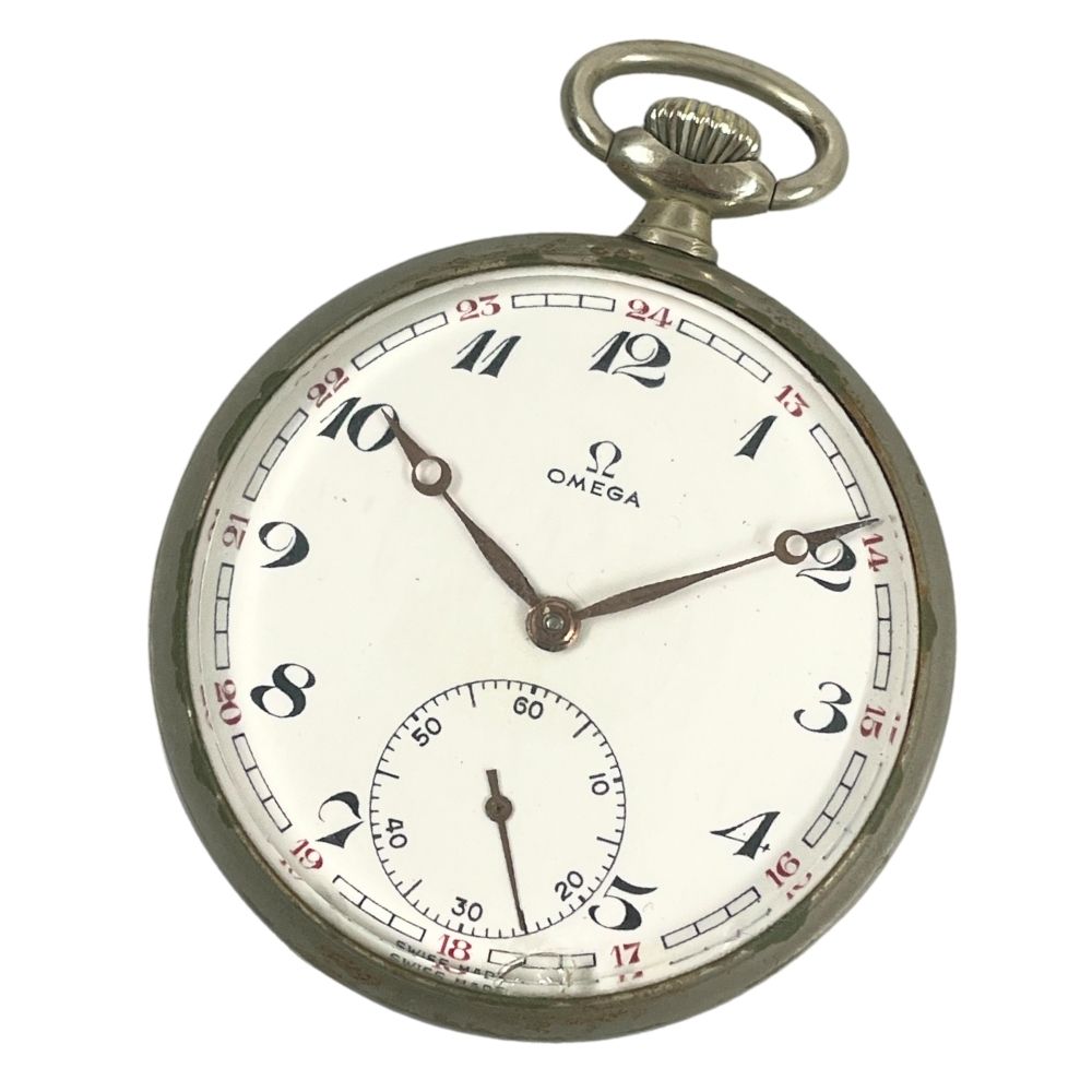 OMEGA オメガ 懐中時計 スモールセコンド 手巻き 裏面に国鉄刻印 シルバー 正規品 / C324【中古】