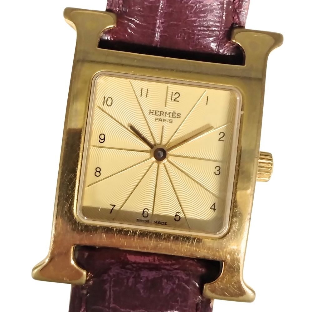 HERMES エルメス HH1.201 Hウォッチ クォーツ レディース ベルト社外 (BAMBI) 腕時計 正規品 / C791【..