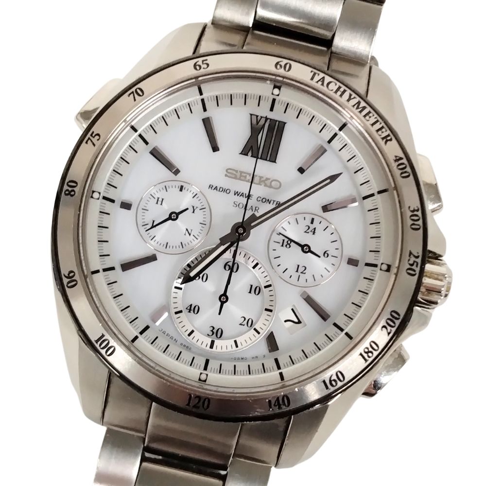 SEIKO セイコー 8B82-0AL0 ブライツ クロノグラフ ソーラー電波 メンズ 腕時計 正規品 / C563【中古】