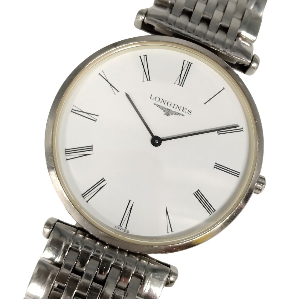 LONGINES ロンジン L4.709.4 グランドクラシック 白文字盤 クォーツ ステンレス メンズ 腕時計 シルバー 正規品 / C915【中古】