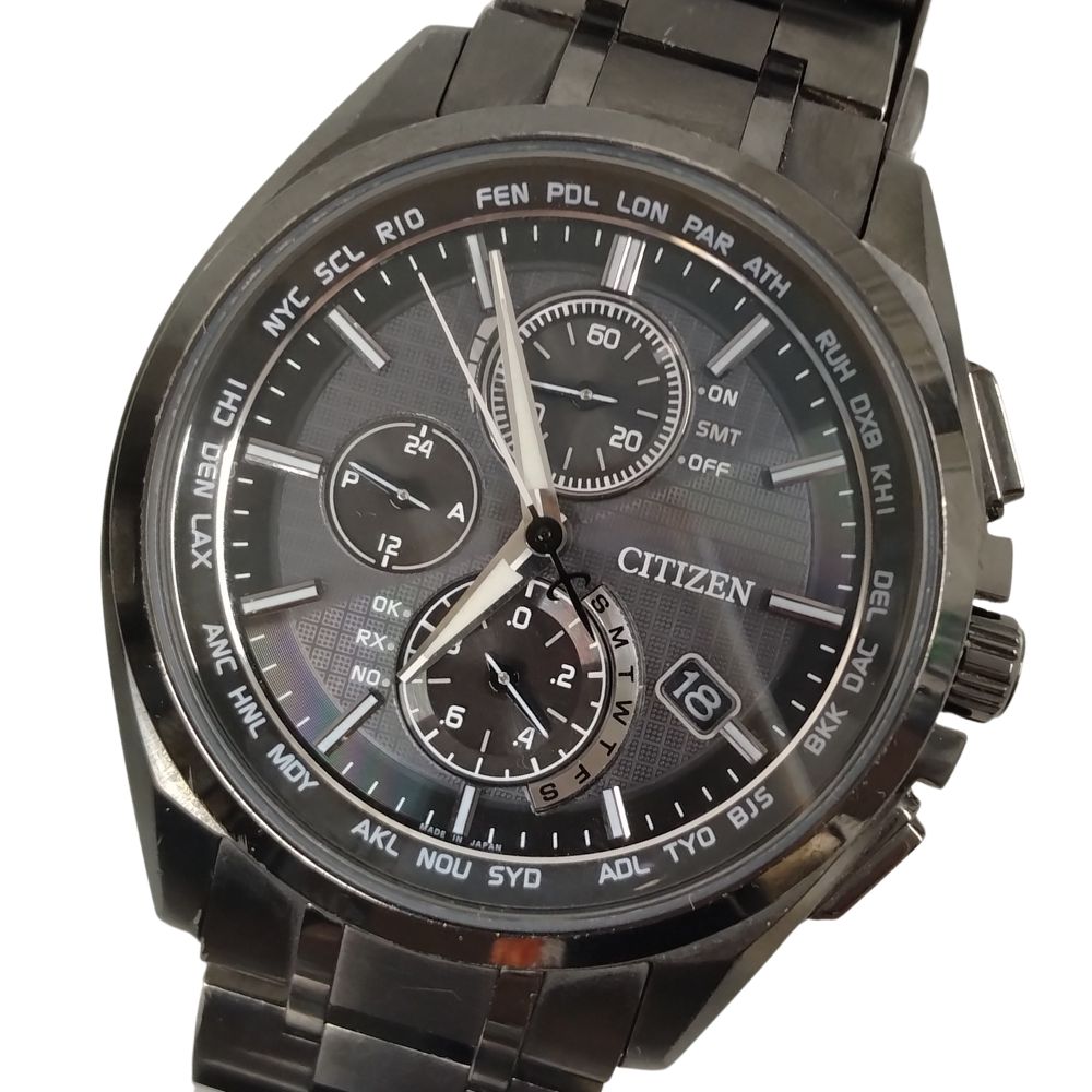 【ジャンク品】CITIZEN シチズン AT8044-56E ATTESA アテッサ ブラックチタン エコドライブ 腕時計 正規品 / C204【中古】