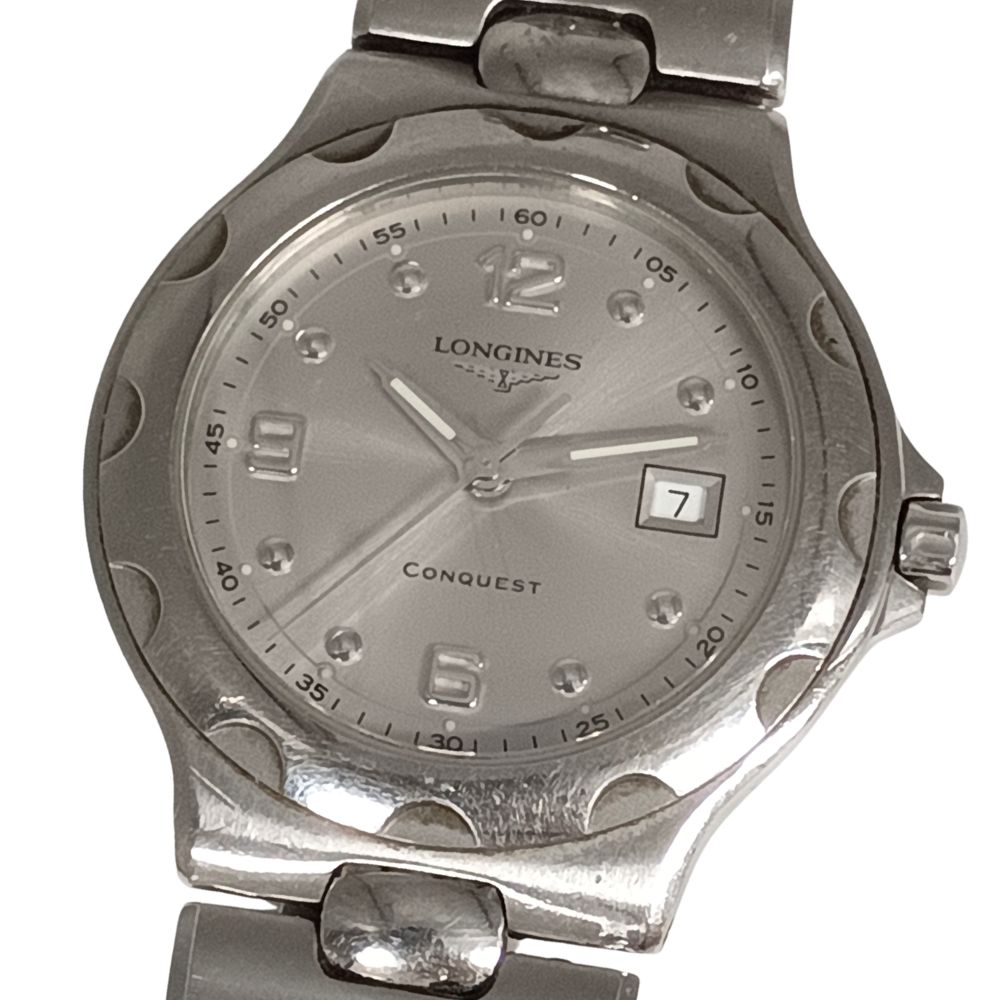 LONGINES ロンジン L1.505.4 コンクエスト クォーツ メンズ 腕時計 シルバー 正規品 / C1109【中古】
