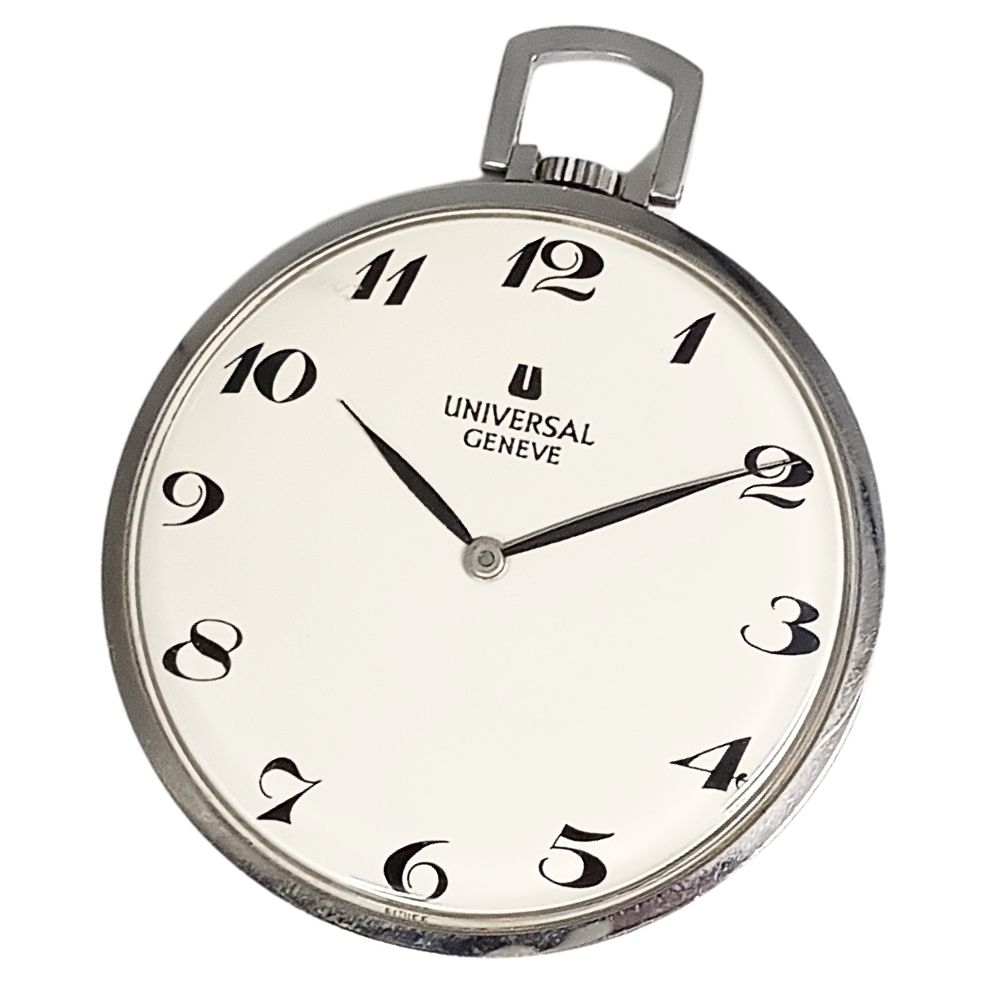 商品名 UNIVERSAL GENVE ユニバーサル・ジュネーブ 手巻き 懐中時計 シルバー フリー 正規品 / C1184【中古】 対象 メンズ 色 シルバー サイズ フリー サイズ詳細 ケース：約40.7mm x 40.7mm表記サイズ：フリー備考：多少の誤差はお許し下さい。 シリアル 856105 状態ランク BC 状態詳細：全体的に中古品としての着用感・使用感と若干の汚れが見られるものの、一般的な中古の商品 稼動品、風防に汚れ箇所あり、文字盤に少しヤケあり、ケースとリップ、裏蓋に擦れキズがあります。 簡易的な動作確認のみの為、購入後にOH推奨です。 画像の物で現状渡しです。 状態ランク詳細 S=タグ付きの新古品、未使用品のもの A=タグなし、試着程度の未使用品に近いもの AB=全体的に着用感・使用感が見られず、汚れやダメージがほとんどない、新品同様の綺麗な商品 B=汚れ等なく、多少の着用感ぐらいな比較的美品なもの BC=全体的に中古品としての着用感・使用感と若干の汚れが見られるものの、一般的な中古の商品 C=多少の汚れ、キズ、着用感が見られるもの D=汚れ、キズなどのダメージが目立つもの 付属品 なし 注意事項 「何cmの人に合うか？」という質問が多数ありますが足の大きさや体系、服装に個人差がありますので記載された実寸をお手持ちの靴や服と測り比べて検討して下さい。 パンツ等の裾上げに関しても当方にも分かりかねる場合がありますので、そちらも実寸サイズでご検討してください。 色の具合はモニターの性能、設定にもよります。 当方の出品物は殆どが買取によるOLD、USED商品です。程度、状態に関しては個人差があります。 出品の際には商品確認をしダメージは記載しておりますが、細かな擦れ、薄汚れ、目に付きにくいピンホール等はご了承下さい。 また、ニオイに関しては感じ方に個人差がありますが、生活臭、タバコ、香水、ペット、商品の劣化臭等のにおいがひどいものには状態説明のほうに記載しますが、ある程度のものに関しては記載はいたしませんのでご了承のほどよろしくお願い致します。 配送方法 宅急便（ヤマト運輸）の元払い発送のみ対応で、120サイズ以上から着払い発送対応とさせていただきます（その際はタイトルに記載させていただきます）。また、複数落札の場合は同梱包不可で、1点ずつの発送対応となります。ご了承のほど宜しくお願い致します。 その他 スマホ等のモバイルでご覧のお客様は、PC用の画面に一度切り替えて詳細をご覧いただきますよう宜しくお願い致します。