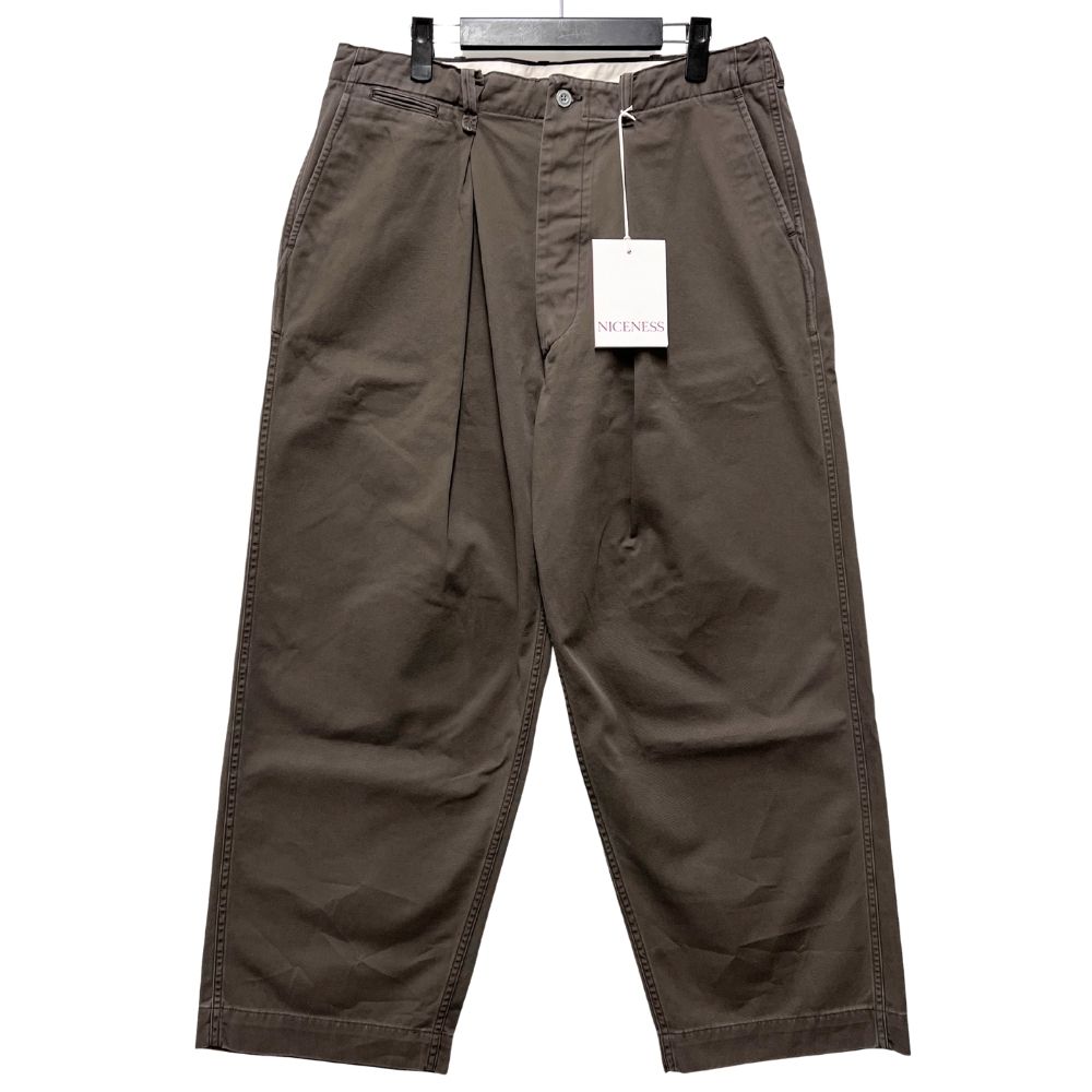 NICENESS ナイスネス 26AW ALBARN エイジドエフェクトリサイズドチノトラウザー パンツ ブラウン サイズL 正規品 / 41325