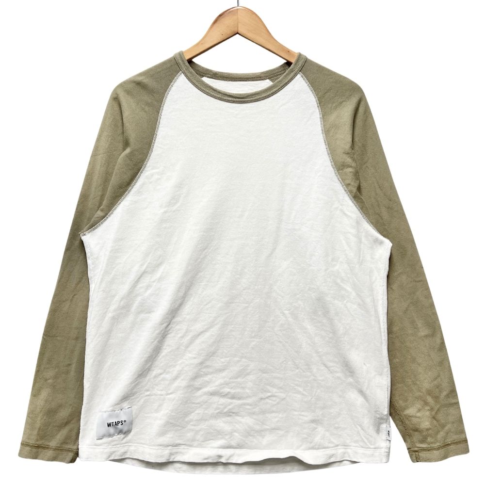 商品名 WTAPS ダブルタップス 25SS IAN / LS / COTTON ラグラン 長袖Tシャツ コットン ベージュ ホワイト 2 正規品 / 55973【中古】 対象 メンズ 色 ベージュ x ホワイト サイズ 2 サイズ詳細 着丈：約69cm身幅：約55cm裄丈：約83cm備考：平置き、背面で採寸。 多少の誤差はお許し下さい。 生産国 日本 状態ランク BC 状態詳細：全体的に中古品としての着用感・使用感と若干の汚れが見られるものの、一般的な中古の商品 ユーズド品で着用感あり、全面薄汚れ箇所、汚れ箇所あり、毛羽立ちあり、生活臭があります。 ※においに対しての感じ方は個人差がございますので 大まかな記載となりますが、ご理解いただけますようお願い申し上げます。 状態ランク詳細 S=タグ付きの新古品、未使用品のもの A=タグなし、試着程度の未使用品に近いもの AB=全体的に着用感・使用感が見られず、汚れやダメージがほとんどない、新品同様の綺麗な商品 B=汚れ等なく、多少の着用感ぐらいな比較的美品なもの BC=全体的に中古品としての着用感・使用感と若干の汚れが見られるものの、一般的な中古の商品 C=多少の汚れ、キズ、着用感が見られるもの D=汚れ、キズなどのダメージが目立つもの 付属品 なし 注意事項 「何cmの人に合うか？」という質問が多数ありますが足の大きさや体系、服装に個人差がありますので記載された実寸をお手持ちの靴や服と測り比べて検討して下さい。 パンツ等の裾上げに関しても当方にも分かりかねる場合がありますので、そちらも実寸サイズでご検討してください。 色の具合はモニターの性能、設定にもよります。 当方の出品物は殆どが買取によるOLD、USED商品です。程度、状態に関しては個人差があります。 出品の際には商品確認をしダメージは記載しておりますが、細かな擦れ、薄汚れ、目に付きにくいピンホール等はご了承下さい。 また、ニオイに関しては感じ方に個人差がありますが、生活臭、タバコ、香水、ペット、商品の劣化臭等のにおいがひどいものには状態説明のほうに記載しますが、ある程度のものに関しては記載はいたしませんのでご了承のほどよろしくお願い致します。 配送方法 宅急便（ヤマト運輸）の元払い発送のみ対応で、120サイズ以上から着払い発送対応とさせていただきます（その際はタイトルに記載させていただきます）。また、複数落札の場合は同梱包不可で、1点ずつの発送対応となります。ご了承のほど宜しくお願い致します。 その他 スマホ等のモバイルでご覧のお客様は、PC用の画面に一度切り替えて詳細をご覧いただきますよう宜しくお願い致します。