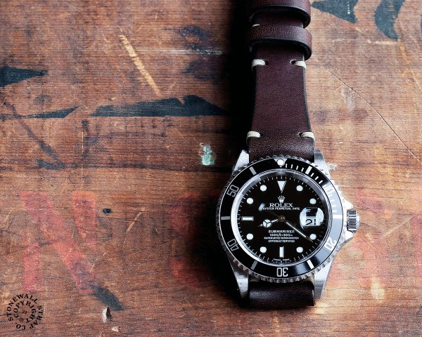 STONEWALL for SUBMARINER Strap ダーク ブラウン x ナチュラル カテゴリ : サブマリーナ 専用 ロレックス ROLEX サブマリーナー レザー ベルト 革 バンド ビンテージ アンティーク 時計ベルト 時計バンド バネ棒 ミリタリー 国産 日本製 オーダーメイド 対応 : 20mm