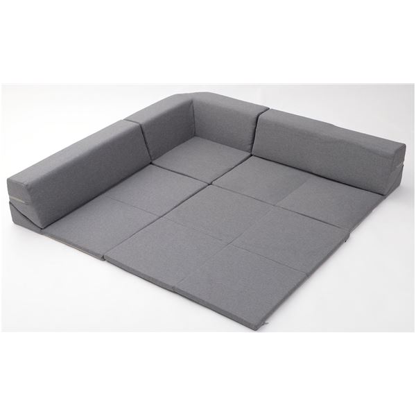 コーナーソファー グレー マット付き 洗えるカバー ホットカーペット使用可 床暖房使用可 フロアソファー 日本製 プレイマット 子ども キッズ おしゃれ ローソファー リビング 1人暮らし 子供部屋 ラグ