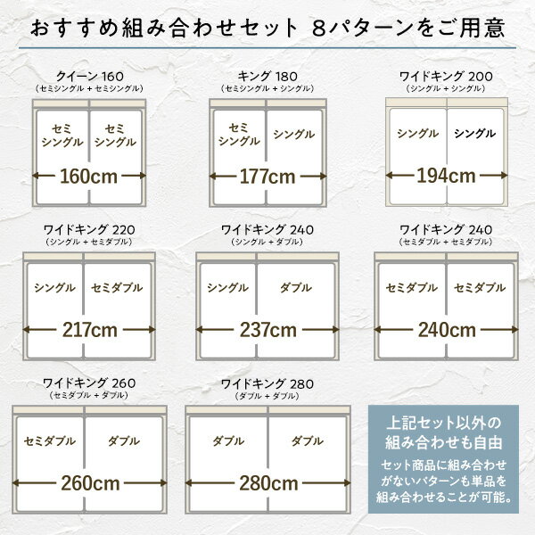 大きい 連結ベッド 3人 ワイドキング 240 （ゼミダブル×2台） ベッドフレームのみ マットレスなし 低い 低め 連結 ローベッド ローベット ファミリーベッド 親子ベッド 広い 夫婦 家族 敷きふとん対応 棚付き すのこ 木製 グレージュ 2