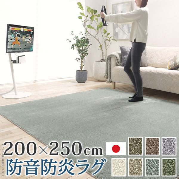 ラグ ラグカーペット 長方形 日本製 ラグマット 防音 防炎ラグ 200×250cm 敷物 リビング 高級感 おしゃれ 北欧 シンプル 無地調 極細 床暖房 ホットカーペット対応 オールシーズン 防ダニ 防炎 すべり止め カットオーダー