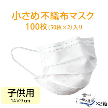 マスク 子供用 50枚入り ×2個セット ホワイト 小さめ 小さい【5月26日入荷予定】ますく 使い捨て 使い捨てマスク ノーズワイヤー フェイスマスク 白色 男女兼用 三層構造 不織布 飛沫防止 花粉対策 ウイルス対策 2個セット こども用 子ども用 キッズ用 予約分在庫あり