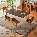 6人用 ダイニングテーブルセット ダイニングテーブル 140cm シェルチェア 6脚セット 7点セット ウォールナット調 ステンレス脚 バーチ合板 スチールフレーム マット天板 耐熱