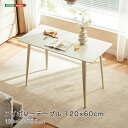 テーブル 120×60cm アイボリー マット天板 厚みのある天板 カーボンスチール脚 耐熱性 お手入れ簡単 安定感 デスク ダイニングテーブ