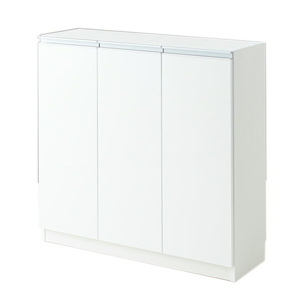 日本製 完成品 薄型 カウンター下収納 扉タイプ 幅90 奥行29.5 高さ89cm 鏡面仕上げ キッチンカウンタ..