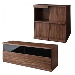 (テレビボード+フラップチェスト)2点セット フラップ チェスト コミック 漫画 本棚 書棚 2段 ディスプレイラック ラック フラップチェスト 木製 扉付き ...