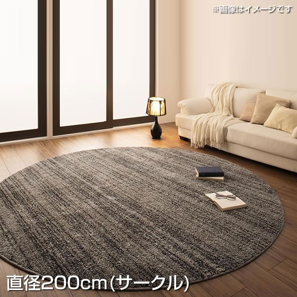 日本製 シャギーラグ 直径200cm（サークル） 円形 丸形 毛足 18mm ミックス ラグ ラグマット ラグカーペット カーペット 絨毯 敷物 じゅうたん 国産 防音 防炎 遮音 手洗い 洗える ホットカーペット 床暖房対応 滑り止め加工 防ダニ加工 オールシーズン 春 夏 秋 冬 新生活