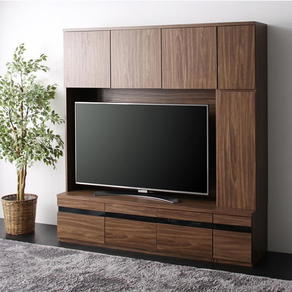 壁面収納 テレビ台 2点セット（テレビボード+木扉キャビネット） ハイタイプ テレビボード 木目 高級感..