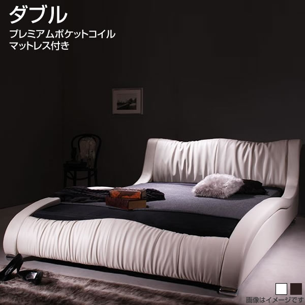 ベッド ダブル マットレス付き 高級ベッド レザーベッド ダブルベッド ダブルサイズ ソフトレザー 合皮..