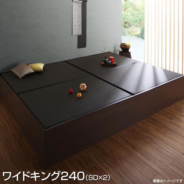 Semi-Double - 小上がり 連結ベッド 畳ベッド ワイドK240 （セミダブル×2） 2台 セット お客様組立 ベッドフレームのみ 幅242×長さ199×高さ42cm 小上がり収納 日本製 大容量 たたみベッド ベッド下収納 布団収納 連結セット 家族ベッド たたみベッド 親子ベッド すのこ 夫婦 新婚 同棲