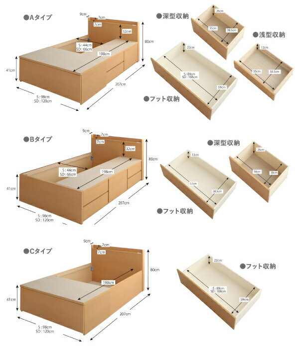 組立設置付 日本製 連結ベッドベッド 2台 A+A ワイドK240（セミダブル×2） 薄型プレミアムポケットコイルマットレス付き カギ付き サイドガード付き 収納 チェストベッド ベッド2セット 収納付きベッド 夫婦 親子ベッド コンセント付き 引き出し付き マットレスセット