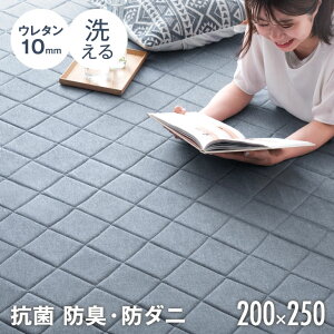 【20時〜5%OFFクーポン】 さらりと快適 ウレタン入り 抗菌 防臭 防ダニ 洗える キルトラグ 200×250 綿100％ マット ラグ 長方形 カーペット ラグマット ホットカーペット オールシーズン 北欧 おしゃれ シンプル 絨毯 3畳 夏 夏用