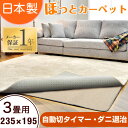 ◆最大500円OFFクーポン配布中◆【送料無料/在庫有】 日本製 ホットカーペット 3畳 235×195 本体 電気カーペット 床暖房カーペット 暖房器具 暖房 3畳用 国産 ダニ退治 6時間自動切りタイマー タイマー ホットカーペット