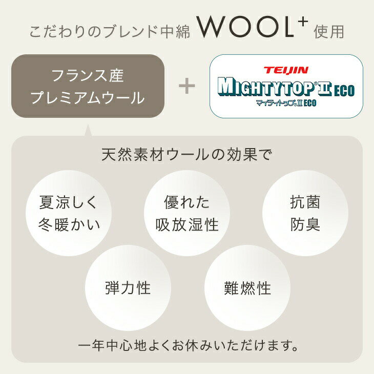 【正午~クーポン5%引】 国産 ベッドパッド ウール 防ダニ 抗菌 防臭 洗える 超ボリ...