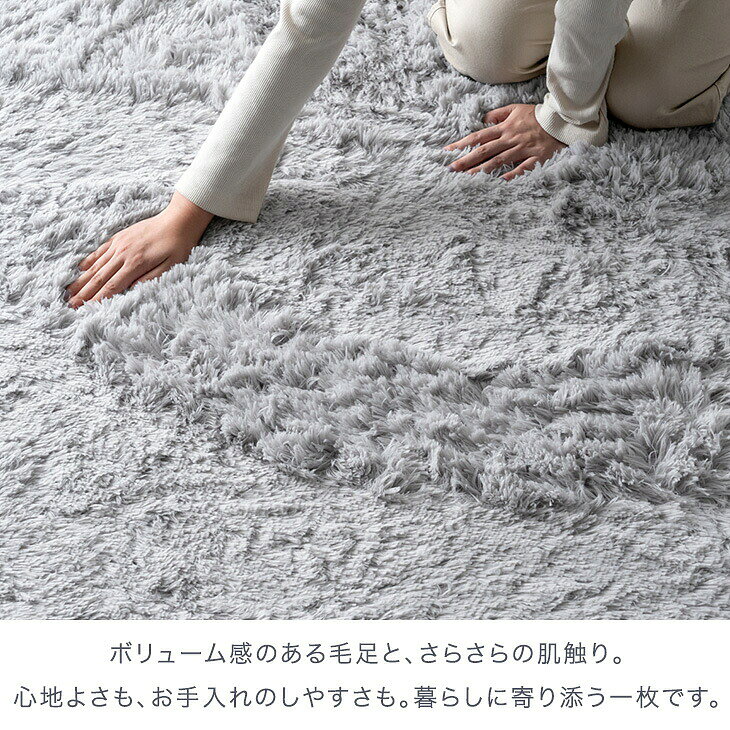 【正午~5%引クーポン】 【リニューアル特価】 さらふわ手触り 洗える 高密度 シャギーラグ 防汚 防音 滑り止め シャギー ラグ ラグマット 100×135 135×185 185×185 200×250 200×300 北欧 長方形 1畳 2畳 2.5畳 3畳 4畳 厚手 無地 カーペット 絨毯 おしゃれ 春 秋 storage-g-10022813 Storageストレージ家具インテリア サンプル画像3