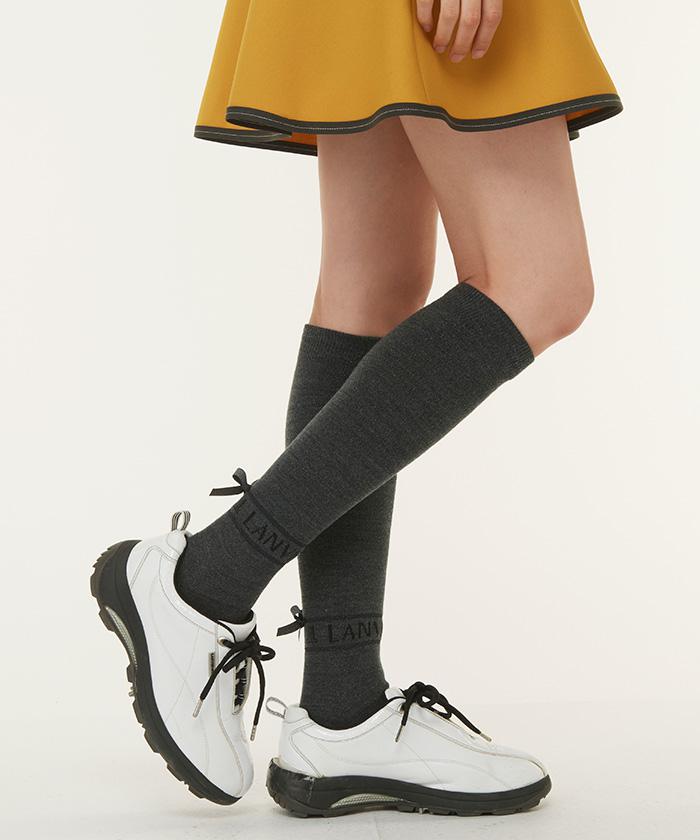 【公式】【SALE/31%OFF】 ランバン スポール アクリルウール混ロゴハイソックス ラインデザイン グログランリボン レディース アクセサリー 小物 ソックス 靴下 ゴルフ おしゃれ スポーツウェア ブランド セール 2023年秋冬モデル VLW0035C6H