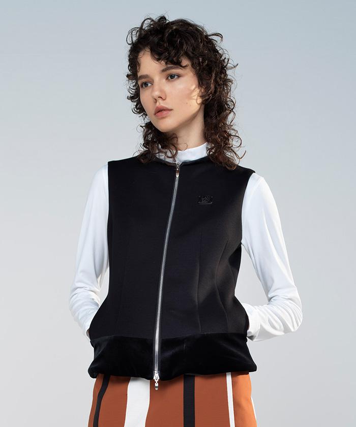 【公式】【SALE/50%OFF】 ランバン スポール アウターベスト レディース ジップアップ ロゴプレート アニバーサリー モード感 ウェア ベスト ゴルフ ゴルフウェア おしゃれ スポーツ ブランド セール 2023年秋冬モデル VLW6521Y1