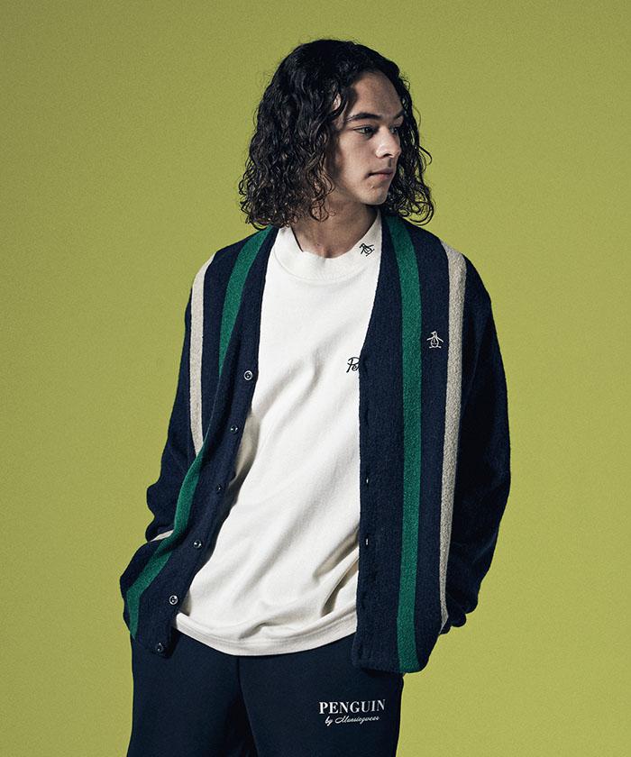 楽天デサント公式通販　楽天市場店【公式】【SALE/28％OFF】 ペンギン バイ マンシングウェア LINKS STRIPE CARDIGAN / リンクスストライプカーディガン ユニセックス メンズ レディース 防寒 ウェア セーター ニット ウェア スポーツ ブランド 新規セール 2023年秋冬モデル MLMWJL06