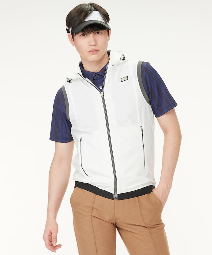 【公式】【SALE/40%OFF】 ランバン スポール アウターベスト【撥水】 軽量 シンプル メタリックファスナー フード取外し可 メンズ ウェア ベスト ゴルフ ゴルフウェア おしゃれ ウェア スポーツ ブランド セール 2023年秋冬モデル VMW652111