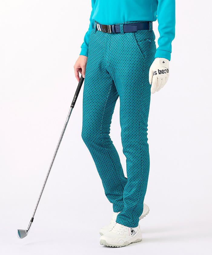 【公式】【SALE/30%OFF】 ルコックスポルティフ ゴルフ 防風千鳥柄ロングパンツ ゴルフパンツ ゴルフズボン 保温 メンズ ウェア ロングパンツ ズボン ゴルフウェア スポーツウェア ブランド 2023年秋冬モデル セール QGMWJD09