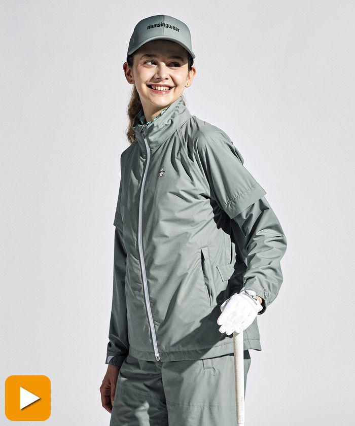 【11/22-11/25 P10倍・10％OFFクーポン】【公式】 マンシングウェア ENVOY ナイロンストレッチタフタ レインブルゾン レディース デタッチャブル 耐久撥水 耐水 防風 透湿 ストレッチ レインウェア 雨 レインコート ゴルフ スポーツブランド MEWXJF02 2024年秋冬モデル