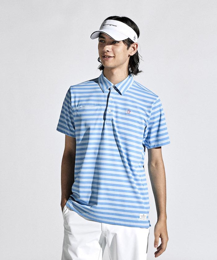 【公式】 マンシングウェア 先染め ボーダー テーラーカラーシャツ メンズ ストレッチ UVカット サンスクリーン ゴルフ 半袖ポロシャツ ゴルフウェア おしゃれ スポーツ ブランド シャツ 2024年春夏モデル MGMXJA16